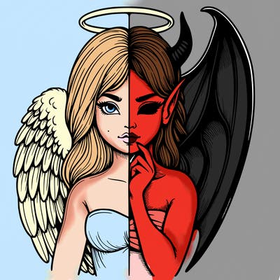 realistic angel half demon