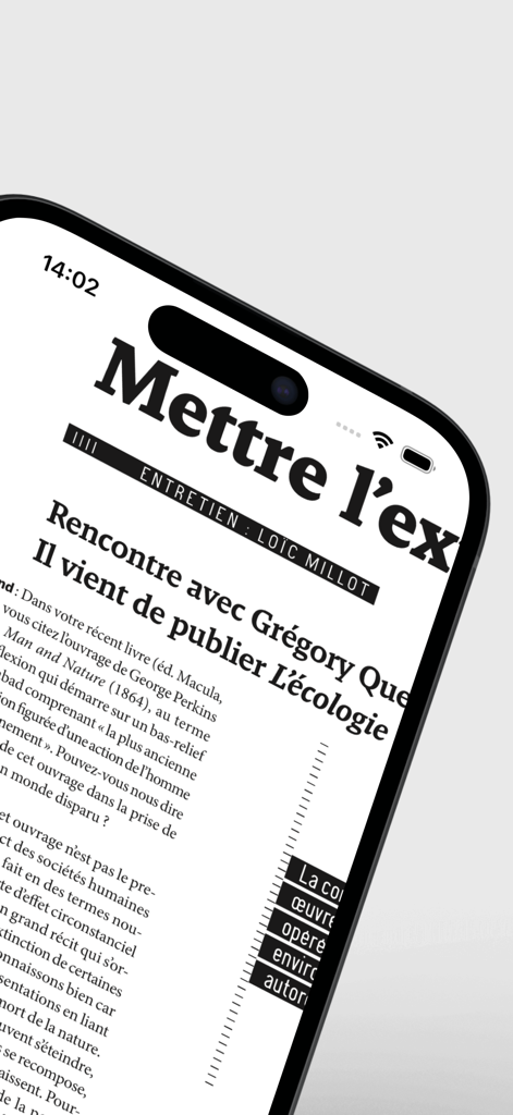 Land for iPhone - Mobile interface of the Land app displaying a newspaper article in French.