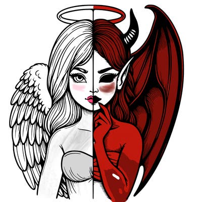 realistic angel half demon