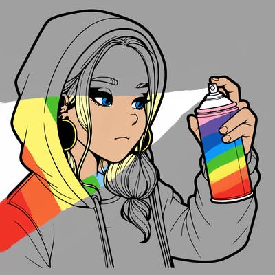 a realistic girl, spray painting