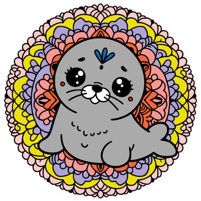 a cute baby seal mandala