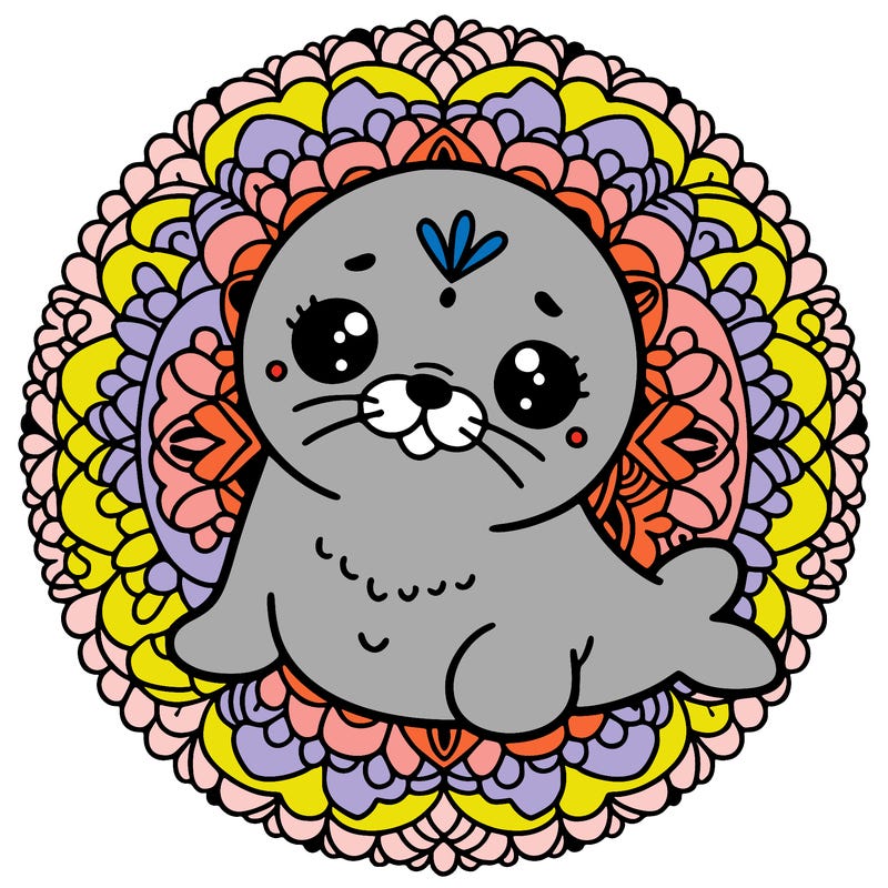a cute baby seal mandala