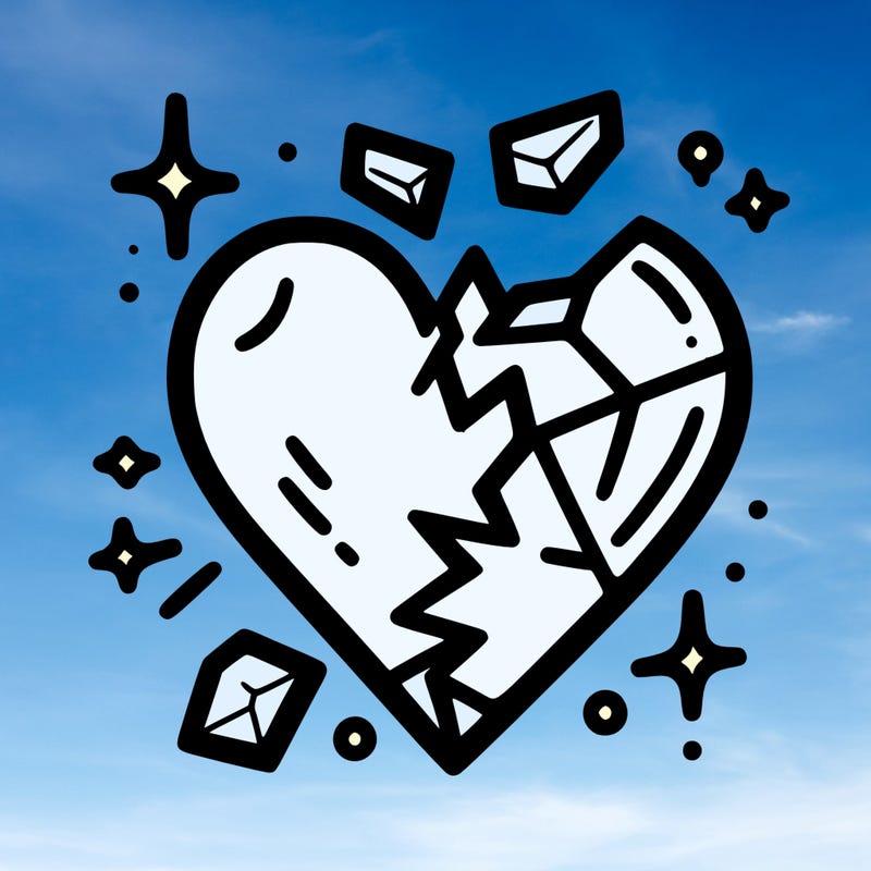 broken heart with glass shards