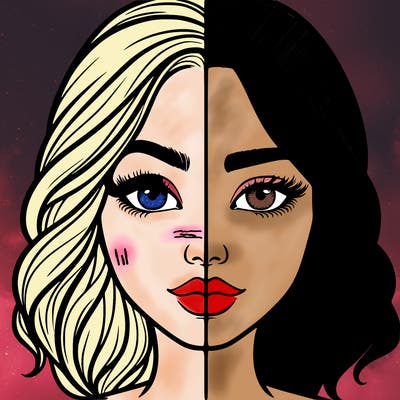 realistic girl split half