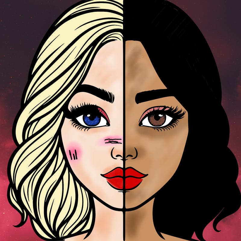 realistic girl split half