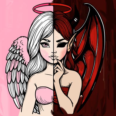 realistic angel half demon