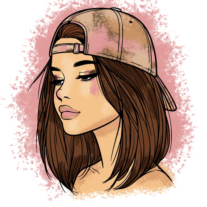 realistic  girl with a backwards hat