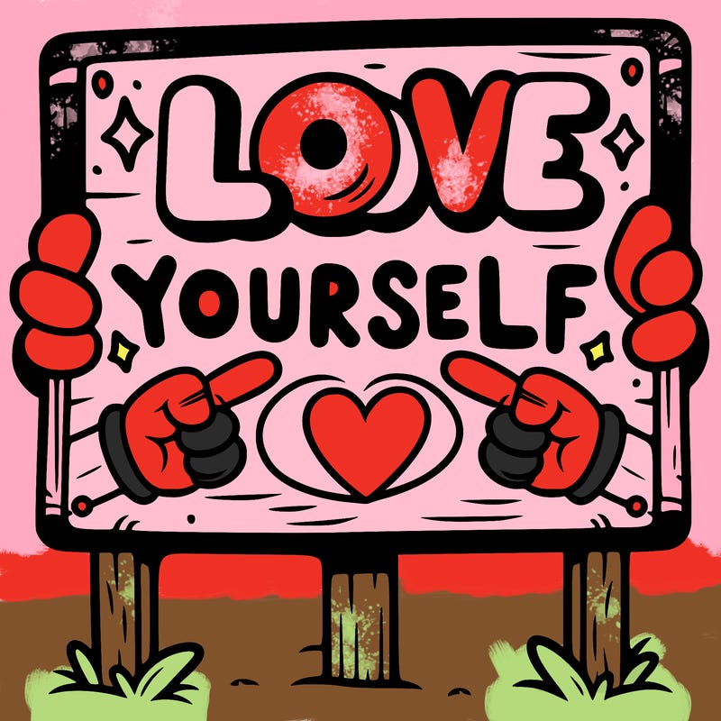 a sign where it is written: love yourself