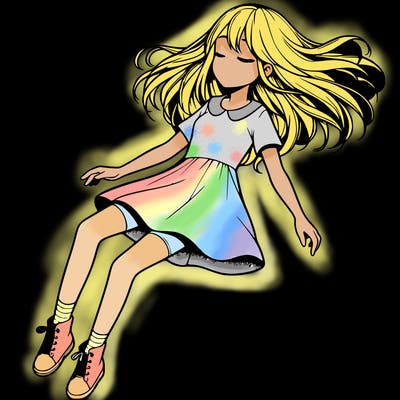 realistic girl floating