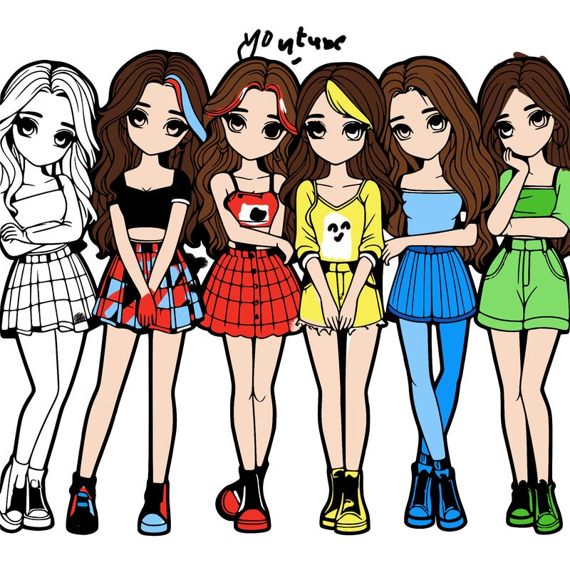 a group of girls realistic