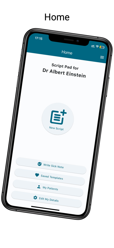Scripts Assistant - Scripts Assistant app home screen showing options to create new scripts and write sick notes