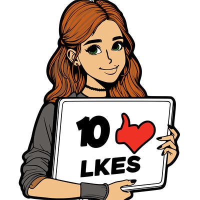 realistic girl holding 10 likes sigh