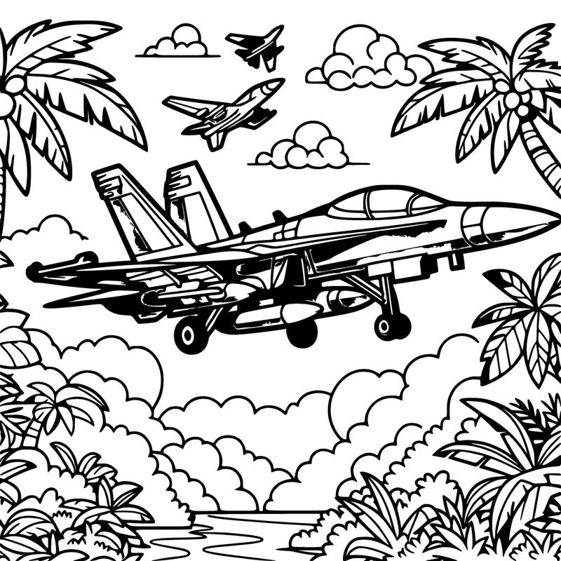 fighter jet in jungle