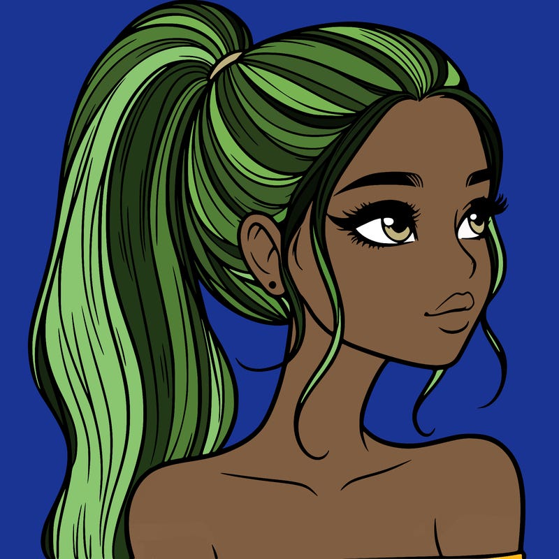 a beautiful and realistic girl with a high pony tail