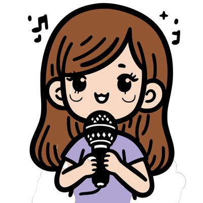 girl holding microphone singing