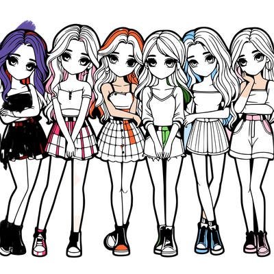 a group of girls realistic