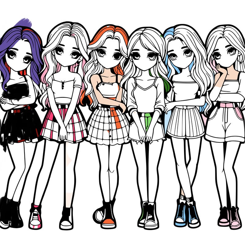 a group of girls realistic