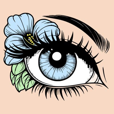 realistic eye with flower