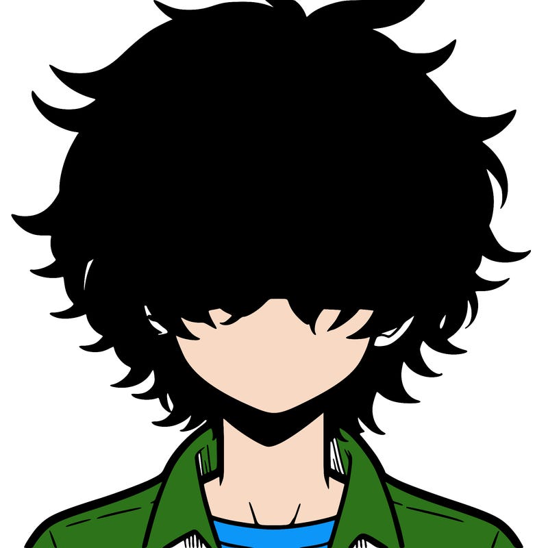 manga boy fluffy hair covering his eyes