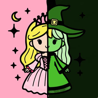 split princess and witch