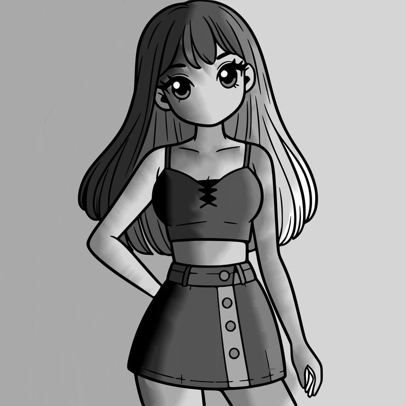 girl with a crop top and mini skirt