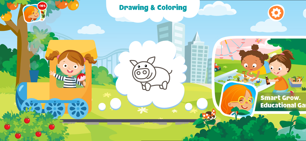 Kidify app home screen showing drawing and coloring activities for kids