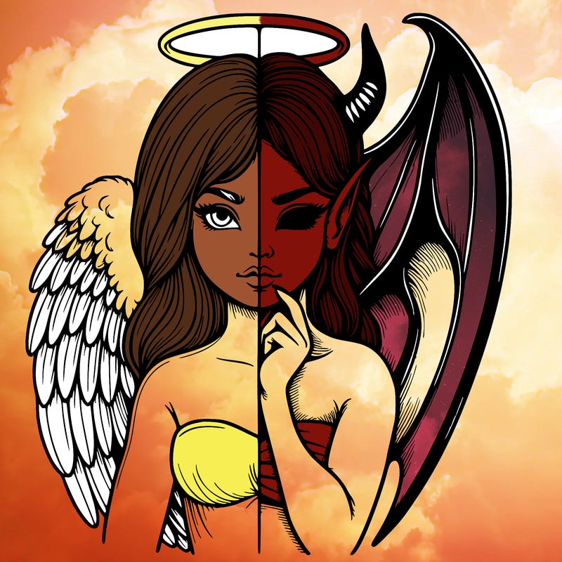 realistic angel half demon