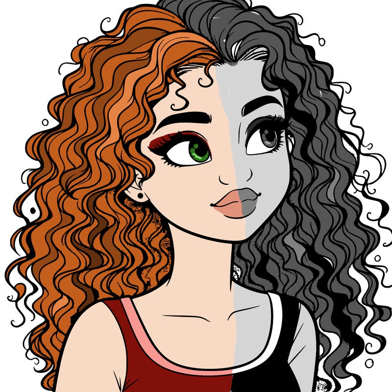 realistic girl with curly hair