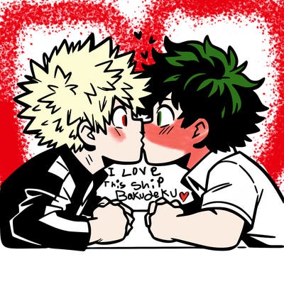 bakugou and deku smooching
