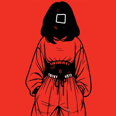 realistic girl faceless with baggy pants and a crop top