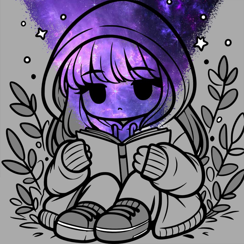 girl in oversized hoodie reading a book