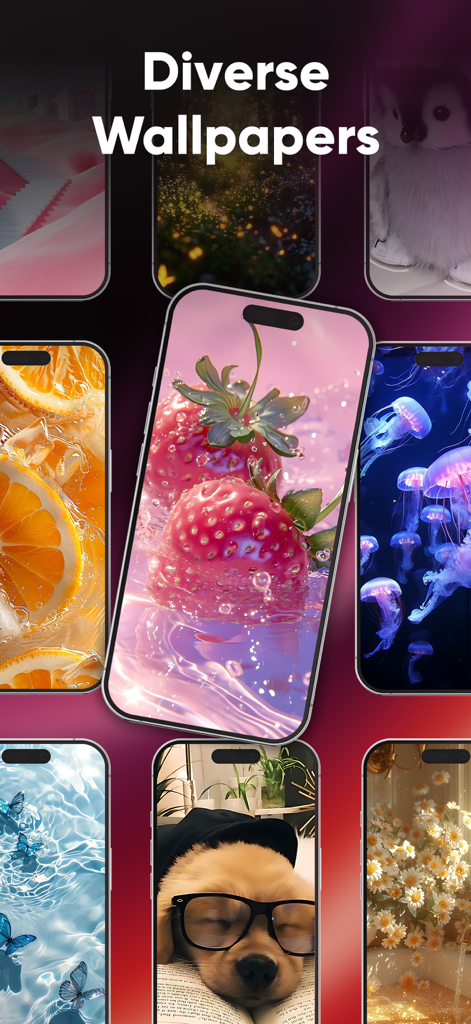 Ringtones Maker & Wallpapers - A collection of diverse and aesthetic wallpapers for iPhone customization including nature animals and artistic themes