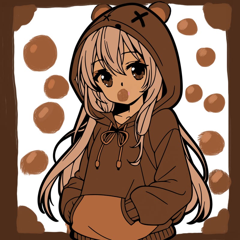 an anime girl with a kawaii hoodie on