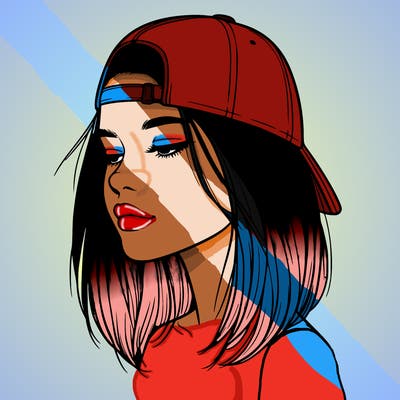 realistic  girl with a backwards hat