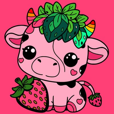 cute strawberry cow
