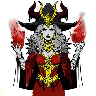realistic evil sorceress fantasy chaos
