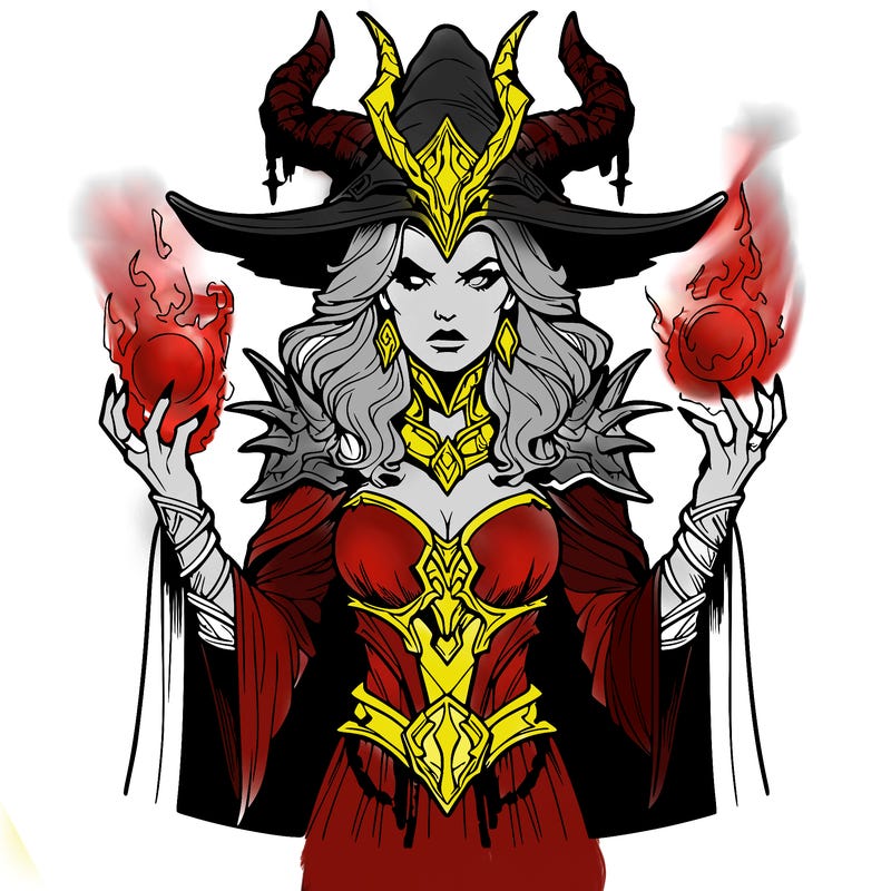 realistic evil sorceress fantasy chaos