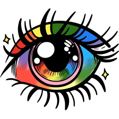 open eye white background