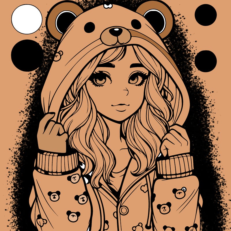 realistic girl in a animal pjs hoodie
