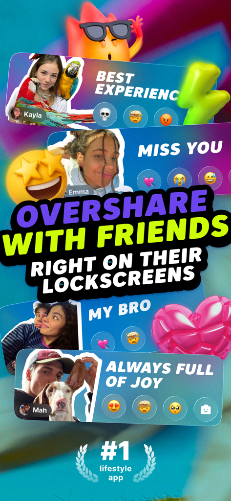 yope: friends-only pics - Captura de pantalla de la aplicación Yope que muestra fotos compartidas directamente en las pantallas de bloqueo de amigos