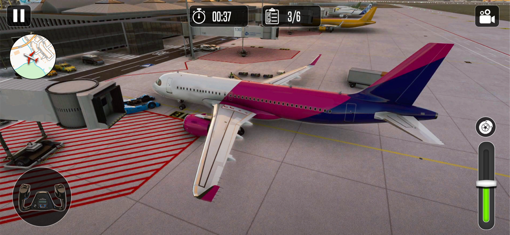 Airport City Pilot Game Flight - Avião comercial no terminal do aeroporto em um jogo de simulador de voo