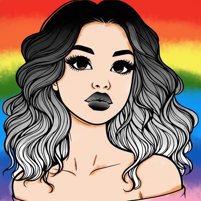 realistic girl with wavy hair and lips