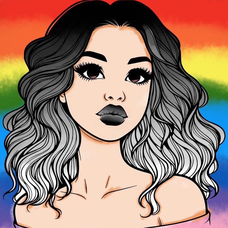 realistic girl with wavy hair and lips