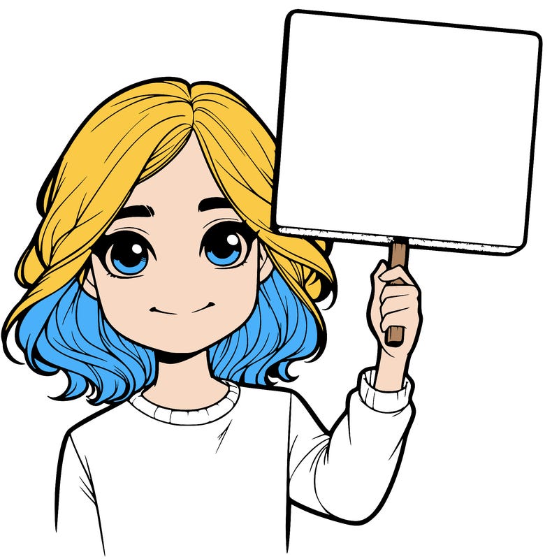 realistic girl holding up a sign