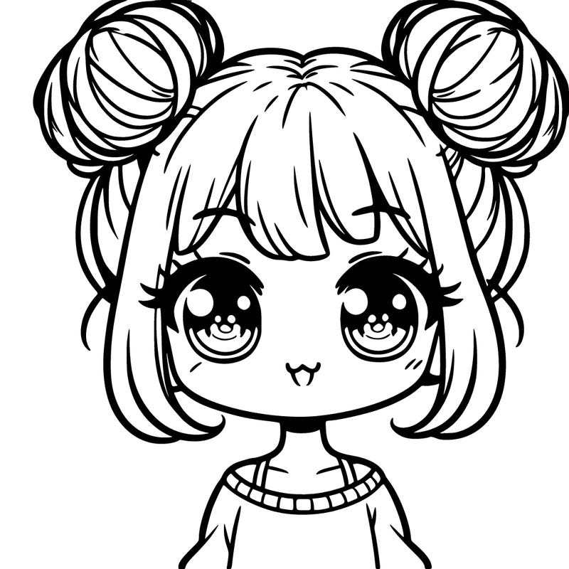 cute manga girl with two buns