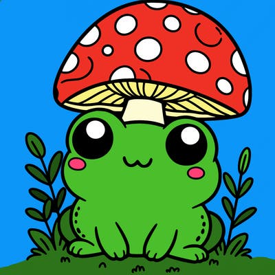 cute froggy with mushroom hat
