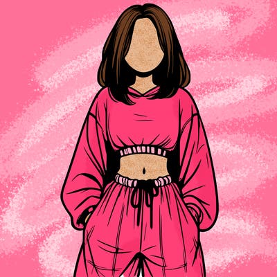 realistic girl faceless with baggy pants and a crop top