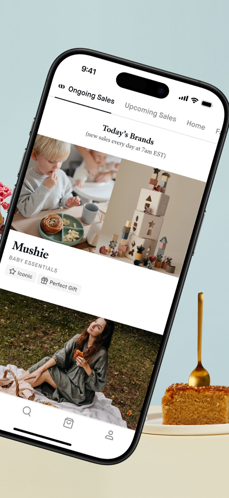 Smartphone screen displaying the Choose app with curated daily brand sales and lifestyle categories.