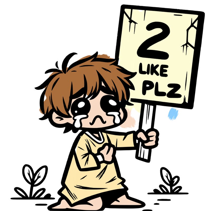 small poor toddler crying with sign that says 2 like plz