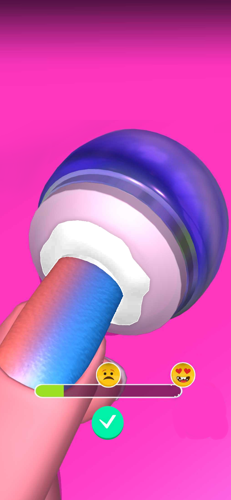 Gel Nails! - ジェルネイルモバイルゲームで、満足度プログレスバーが表示され、カラフルなグラデーションネイルアートが施された指のクローズアップ